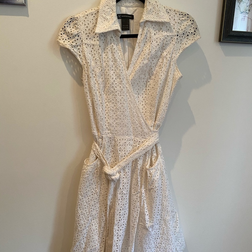 White Wrap Dress with Pockets